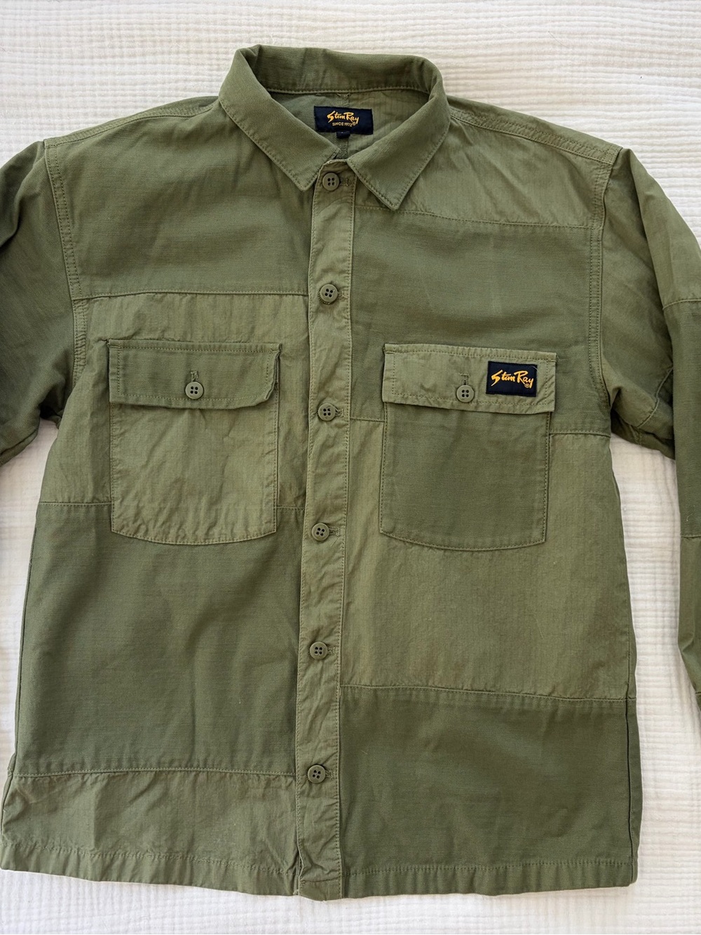 Stan Ray Olive Green Cotton Button-Down Work Shirt